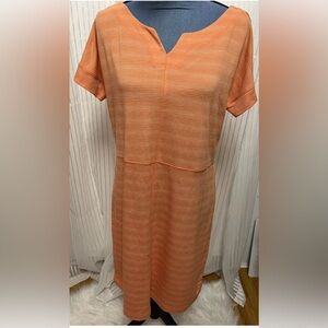 “T by Talbots” Orange Designer Dress UPF 50 SZ: (M) Striped Orange & Orange